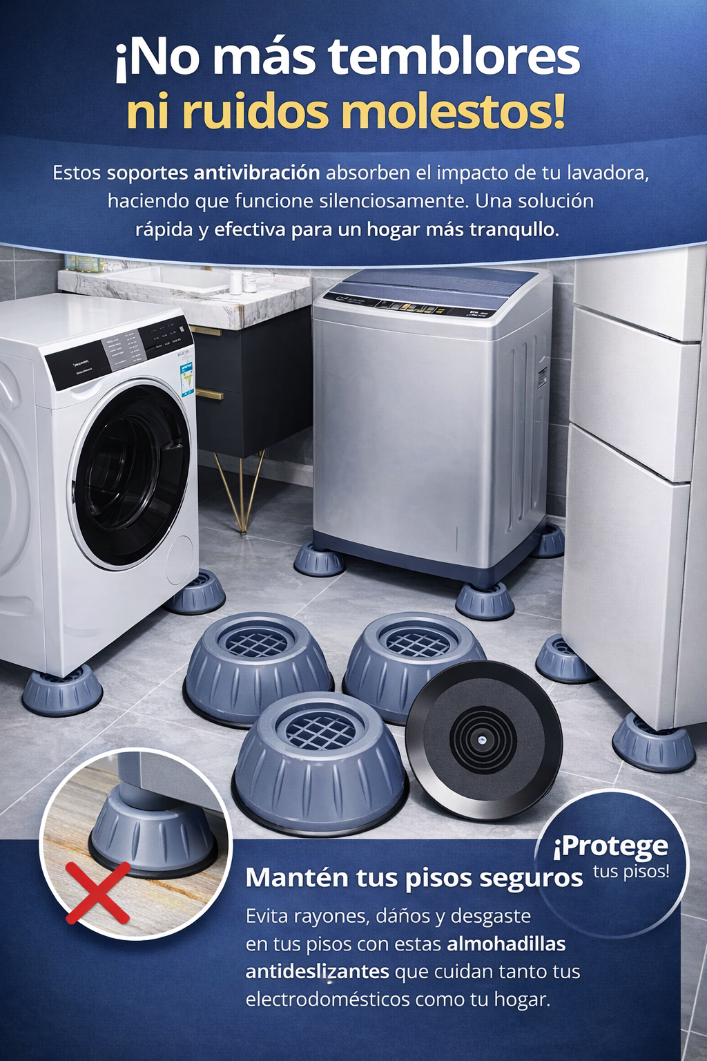 Almohadillas Antivibración para Lavadora Set x4